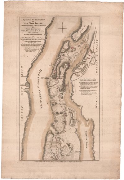 Eine topographische Karte des nördlichen Teils der Insel New York von Sauthier von William Faden
