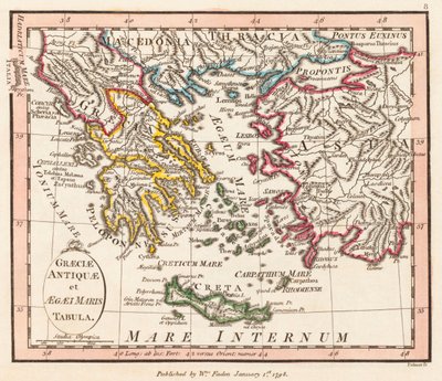 Antikes Griechenland. Ägäisches Meer. Kleinasien. Karte. von William Faden