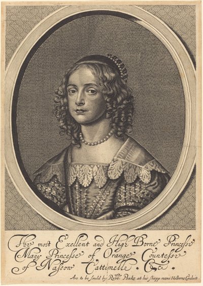 Maria, Prinzessin von Oranien von William Faithorne after Sir Anthony van Dyck