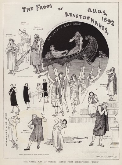 Szenen aus einer Aufführung von Aristophanes