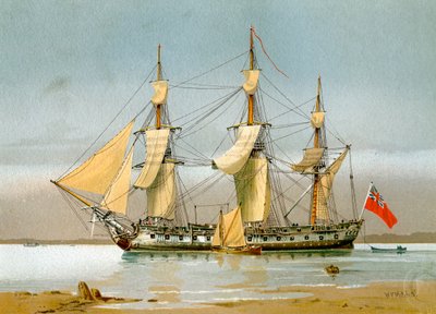Eine 42-Kanonen-Fregatte der Royal Navy, um 1780, um 1890-1893 von William Frederick Mitchell