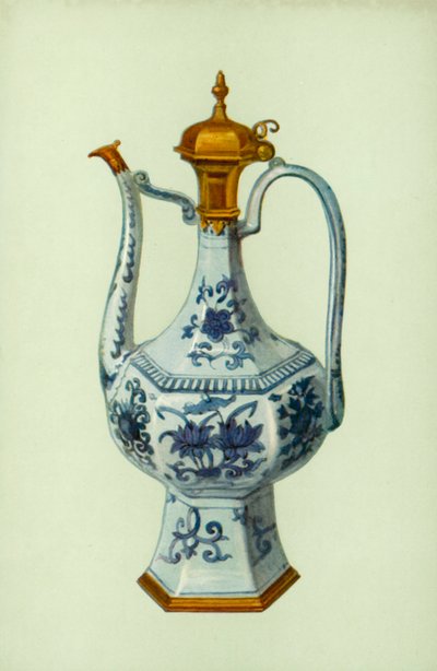 Kanne, Periode von Wan Li, chinesisch, mit Augsburger Montierung (Farblithografie) von William Gibb