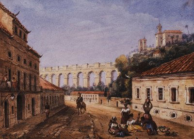 Das Aquädukt und das Kloster Sta Teresa, Matacavallos Straße, Rio de Janeiro von William Gore Ouseley