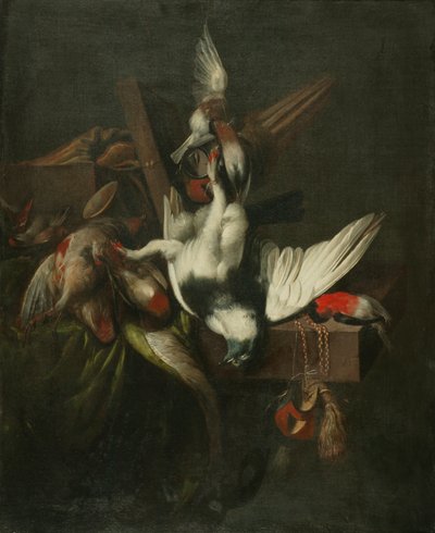 Stillleben mit toter Taube, Finken und Falkenhauben von William Gowe Ferguson