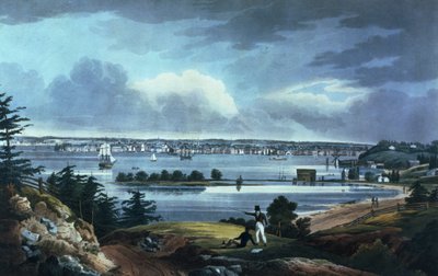 New York von den Höhen bei Brooklyn, 1820-23 (kolorierte Aquatinta) von William Guy Wall
