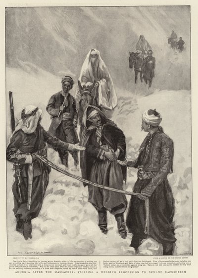 Armenien nach den Massakern, eine Hochzeitsprozession anhalten, um Baksheesh zu verlangen von William Hatherell