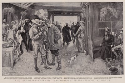 Warten auf Befehle für die Front, ein Detachement der Imperial Yeomanry in Norwich von William Hatherell