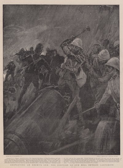 Zerstörung einer feindlichen Kanone, die Überraschung von Gun Hill außerhalb von Ladysmith von William Hatherell