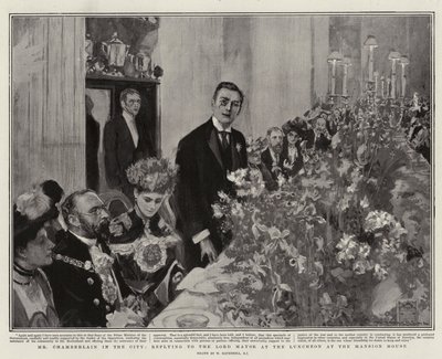 Mr Chamberlain in der Stadt, Antwort an den Lord Mayor beim Mittagessen im Mansion House von William Hatherell