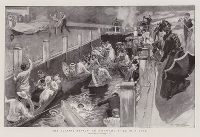 Die Bootssaison, ein ungeschickter Sturz in einer Schleuse von William Hatherell