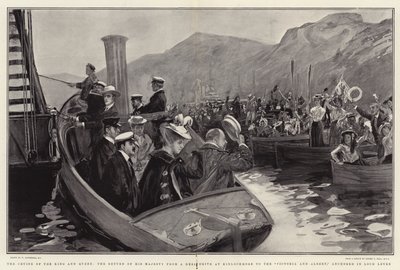 Die Kreuzfahrt des Königs und der Königin, die Rückkehr Seiner Majestät von einer Hirschjagd in Kinlochmore zur Victoria und Albert, vor Anker in Loch Leven von William Hatherell
