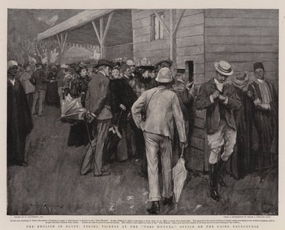 Die Engländer in Ägypten, beim Ticketkauf im Pari Mutuel Büro auf der Kairoer Rennbahn von William Hatherell
