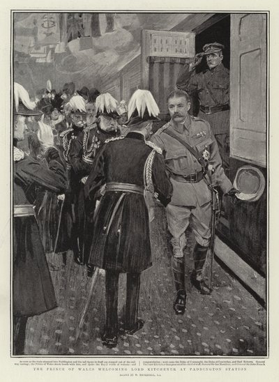 Der Prinz von Wales begrüßt Lord Kitchener am Bahnhof Paddington von William Hatherell