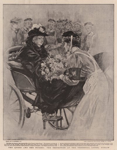 Die Königin und ihre Krankenschwestern, die Inspektion in der Vizeköniglichen Lodge, Dublin von William Hatherell