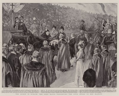Die Königin in Dublin, der Oberbürgermeister überreicht Ihrer Majestät das Stadtschwert von William Hatherell