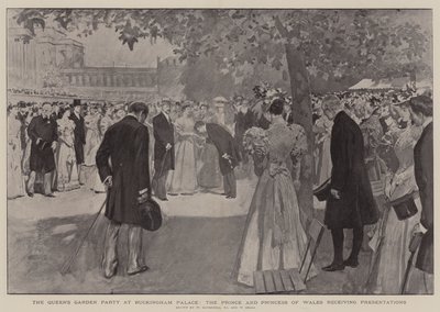 Die Gartenparty der Königin im Buckingham Palace, der Prinz und die Prinzessin von Wales empfangen Präsentationen von William Hatherell