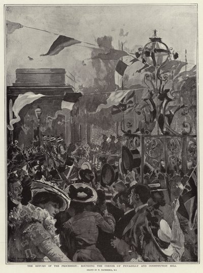 Die Rückkehr der Prozession, Ecke Piccadilly und Constitution Hill von William Hatherell