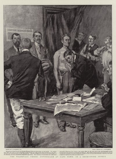 Die Transvaal-Krise, Begeisterung in Kapstadt, in einem Rekrutierungsbüro von William Hatherell