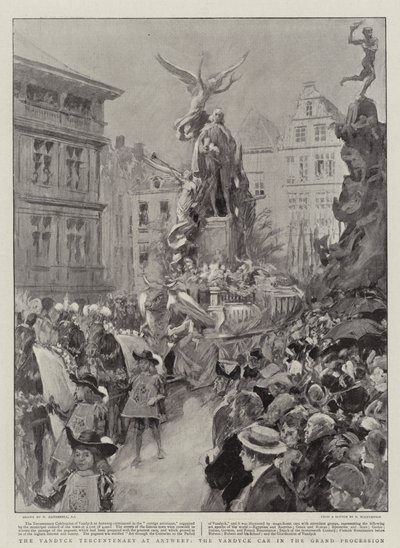 Das Vandyck-Tercentenary in Antwerpen, der Vandyck-Wagen in der großen Prozession von William Hatherell