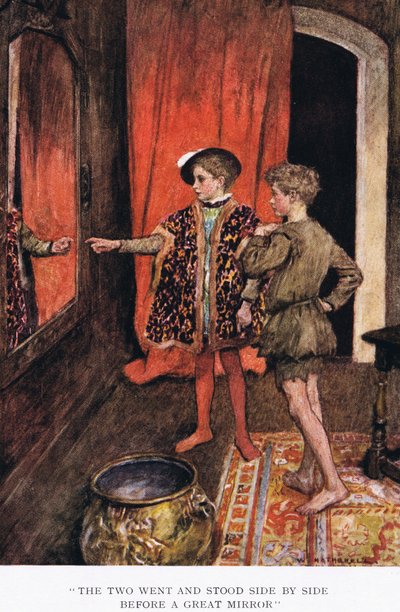 Die beiden gingen und standen Seite an Seite vor einem großen Spiegel von William Hatherell
