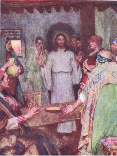 Dann kam Jesus und stand in der Mitte, aus Die Bibelgeschichte, veröffentlicht von Hodder & Stoughton, ca. 1930 von William Hatherell