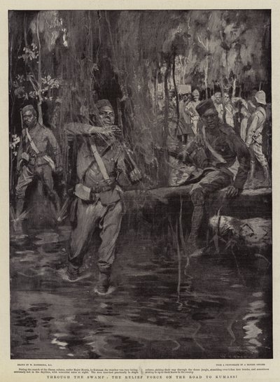 Durch den Sumpf, die Entsatztruppe auf dem Weg nach Kumassi von William Hatherell
