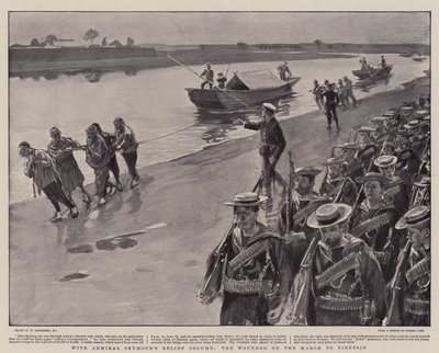 Mit Admiral Seymours Entsatzkolonne, die Verwundeten auf dem Marsch nach Tientsin von William Hatherell