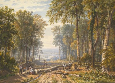 Holzfäller bei Park Place, Henley, der Fluss Themse im Hintergrund von William Havell
