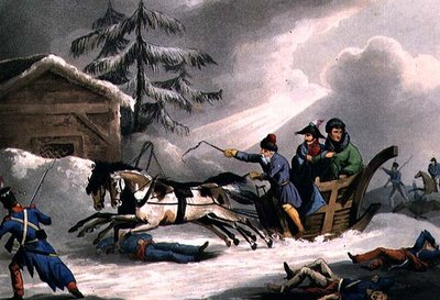 Bonapartes Flucht verkleidet als Graf Vicenza aus Russland, veröffentlicht am 1. März 1814 von William Heath von William Heath