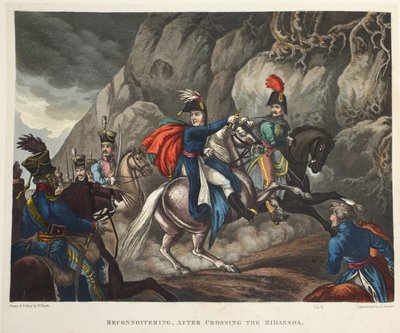 Erkundung nach der Überquerung des Bidassoa, Aquatinta von J.C. Stadler, veröffentlicht von Tegg, April 1818 von William Heath