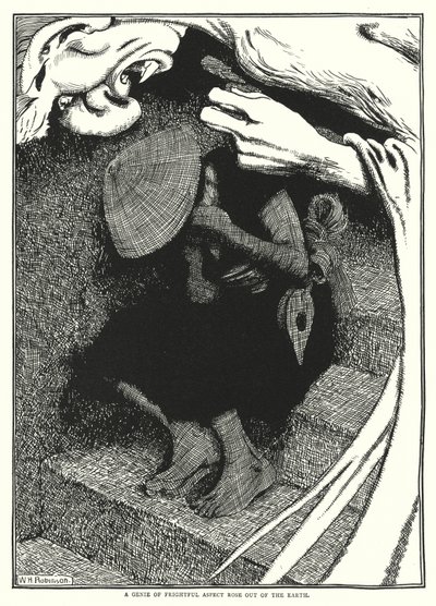 Ein Dschinn von schrecklichem Aussehen erhob sich aus der Erde von William Heath Robinson