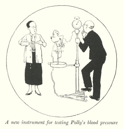 Ein neues Instrument zur Messung von Pollys Blutdruck (Lithografie) von William Heath Robinson