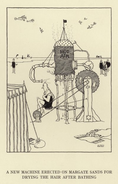 Eine neue Maschine auf Margate Sands zum Trocknen der Haare nach dem Baden von William Heath Robinson