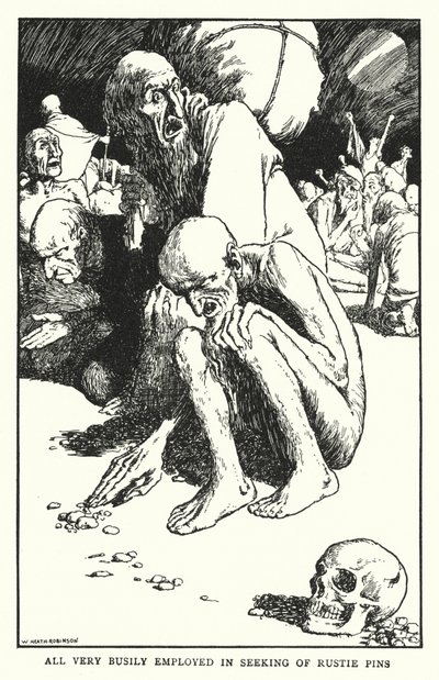 Alle sehr beschäftigt mit der Suche nach rostigen Nadeln von William Heath Robinson