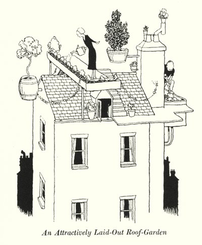 Ein attraktiv gestalteter Dachgarten von William Heath Robinson