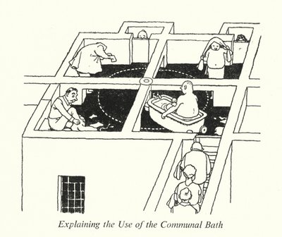 Erklärung der Nutzung des Gemeinschaftsbades von William Heath Robinson