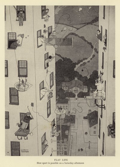 Wohnungsleben, wie Sport an einem Samstagnachmittag möglich ist von William Heath Robinson