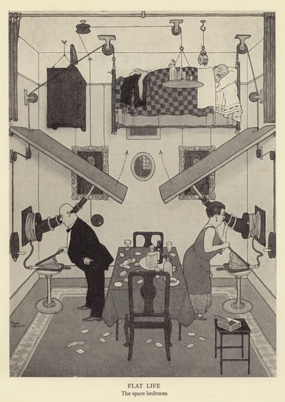 Flaches Leben, das Gästezimmer von William Heath Robinson