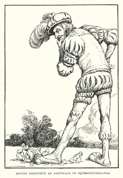 Nachdem er einen Hinterhalt von Squob-Chitterlings entdeckt hatte von William Heath Robinson