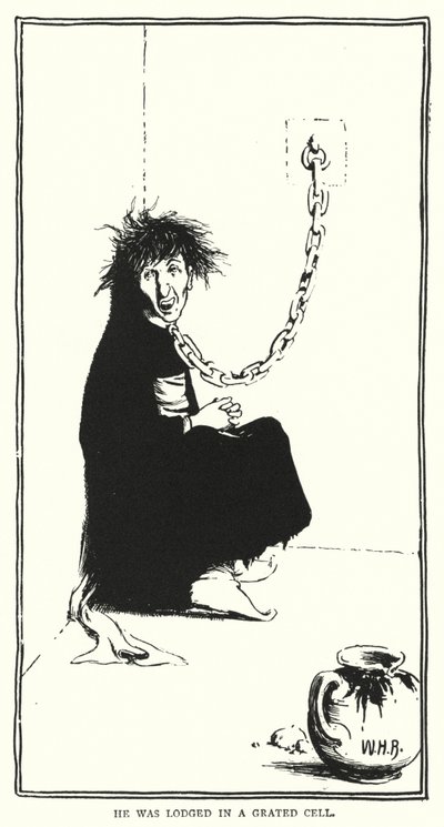 Er wurde in einer vergitterten Zelle untergebracht von William Heath Robinson