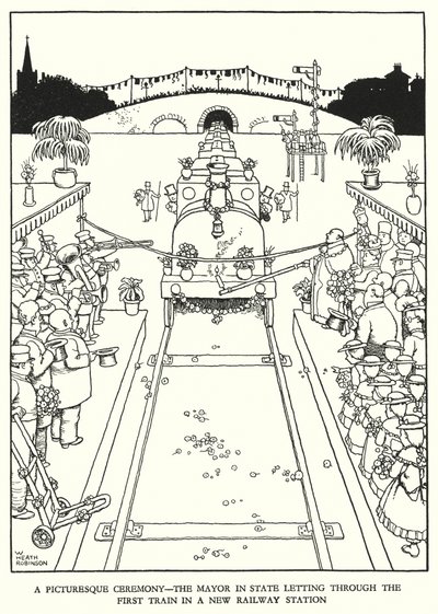 Illustration für Railway Ribaldry von W Heath Robinson von William Heath Robinson