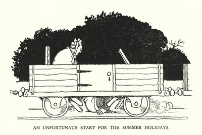 Illustration für Railway Ribaldry von W Heath Robinson (Lithografie) von William Heath Robinson