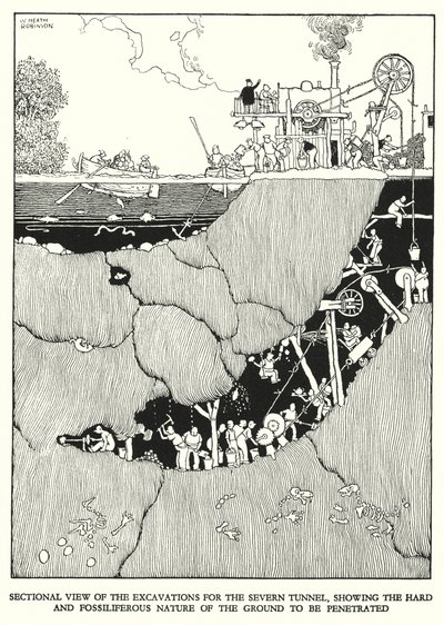 Illustration für Railway Ribaldry von W Heath Robinson (Lithografie) von William Heath Robinson