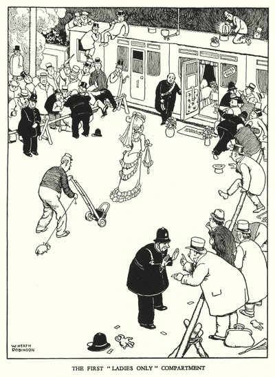 Illustration für Railway Ribaldry von W Heath Robinson (Lithographie) von William Heath Robinson