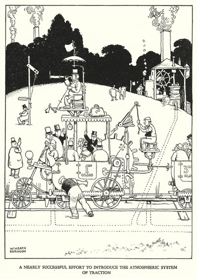 Illustration für Railway Ribaldry von W Heath Robinson (Lithographie) von William Heath Robinson