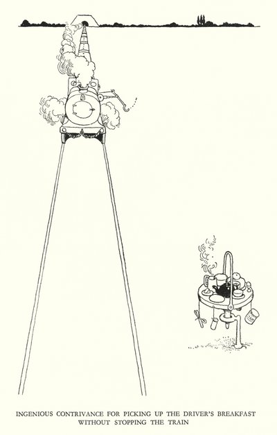 Illustration für Railway Ribaldry von W Heath Robinson (Lithographie) von William Heath Robinson