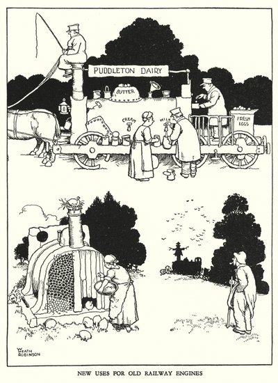 Illustration für Railway Ribaldry von W Heath Robinson von William Heath Robinson
