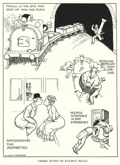 Illustration für Railway Ribaldry von W Heath Robinson von William Heath Robinson