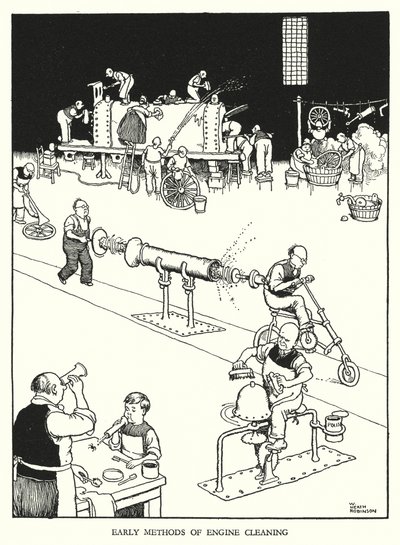 Illustration für Railway Ribaldry von W Heath Robinson (Lithografie) von William Heath Robinson