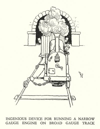 Illustration für Railway Ribaldry von W Heath Robinson (Lithografie) von William Heath Robinson